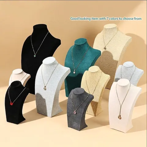 Necklace Display Stand Bust Mannequin Velvet Linen Leather For Jewelry Storage Retail Showcase Elegant Portrait Neck Prop