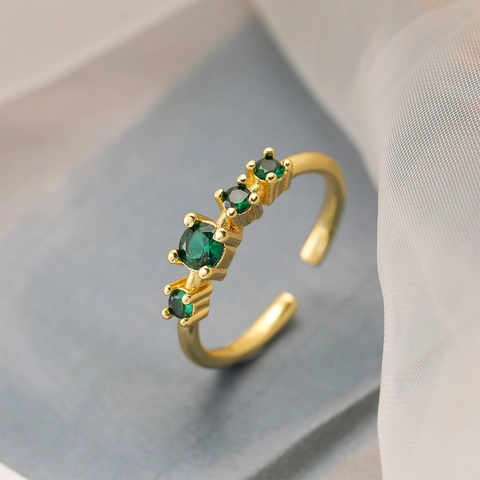 Geometric Honeycomb Open Ring Copper Gold Plated Colorful Cubic Zirconia Adjustable Luxury Fashion Jewelry For Women
