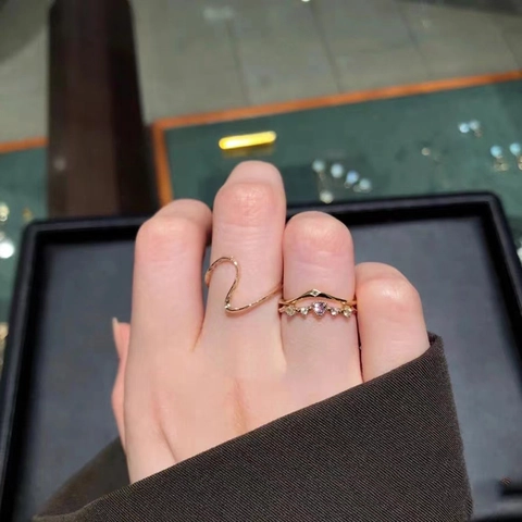 Minimalist Wave Curved Ring 925 Sterling Silver 18K Gold Plated Modern Elegant Fashion Jewelry For Women