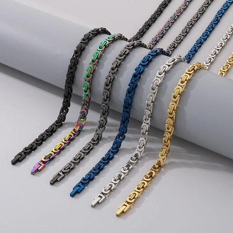 Hombres Bizantino Cadena Collar Y Pulsera Joyería Acero Inoxidable Punk Hip Hop Chunky Accesorio Para Marido Novio