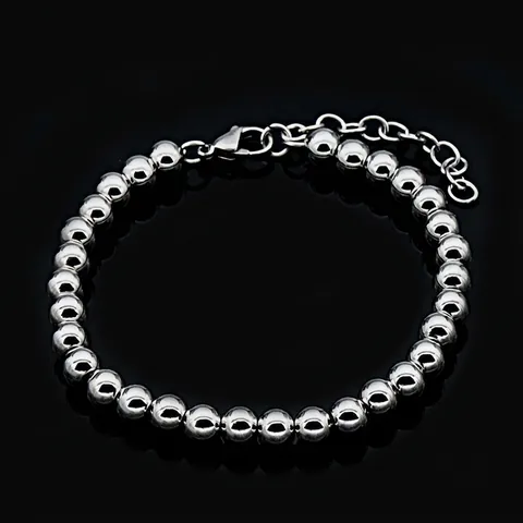 Bracciale Con Perline In Acciaio Inossidabile Catena A Sfere Tonde Gioielli Minimalisti Lucidati Per Uomini Donne Chiusura Regolabile