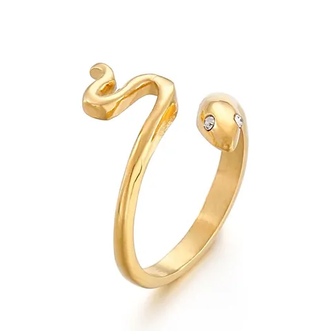Anillo De Serpiente Acero Inoxidable Con Ojos De Cristal Ajustable Abierto Forma Animal Estilo Punk Mujer