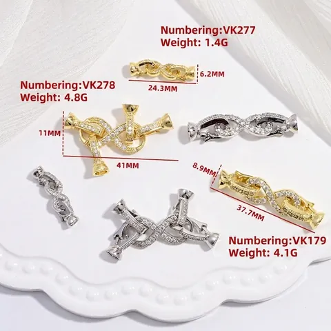 Cierre De Conector De Joyería Símbolo Infinito Cobre Chapado En Oro 18K Zirconia DIY Collar Pulsera Accesorio