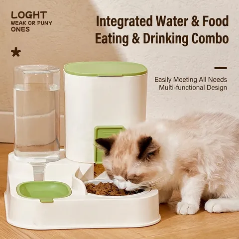 Distributeur Automatique De Nourriture Et D'eau Combo Gravité Gamelle Bouteille Plastique PP Pour Chats Chiens Moderne