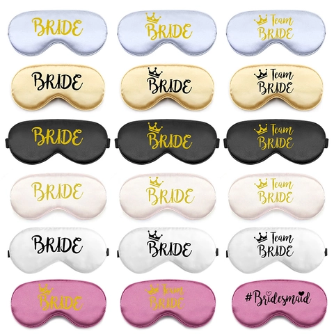 Faux Satin Satin Sleep Eye Mask Adjustable Strap Wedding Party Favors For Bride Bridesmaid Team Bride Bridal Shower Soft