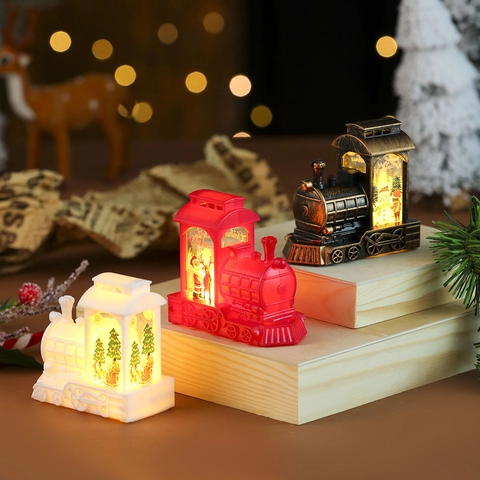Lanterna Trenino Di Natale LED Luce Notturna Retro Locomotiva In Plastica Decorazione Festa Festiva Regalo