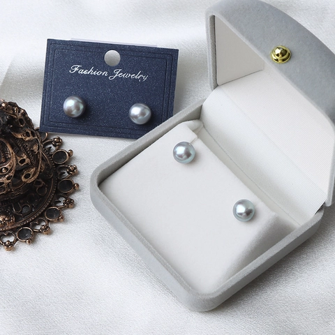 Elegant Irradiated Grey Freshwater Pearl Stud Earrings With 925 Sterling Silver Earring Post For Women Minimalist Jewelry