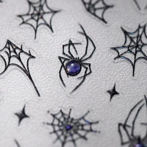 Adesivi Per Unghie Ragno E Ragnatela Ultra Sottili Adesivi Glitter Viola Cuore Gotico Halloween Decorazione Manicure Donna