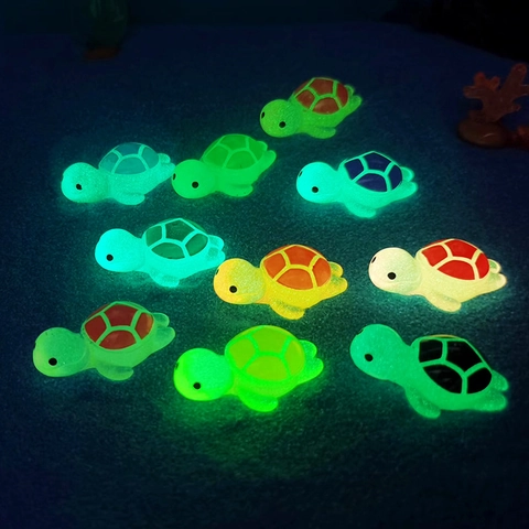 Mini Schildkröten Figuren Leuchtend Harz Bunt Kleine Tiere Für Aquarium Mikro Landschaft Garten Deko
