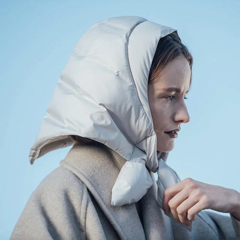 Gorro Acolchado De Algodón De Plumón Resistente Al Viento De Invierno Moda Bufanda Con Capucha Pañuelo De Cabeza Cálido Sombrero De Pasamontañas Para Mujeres Hombres