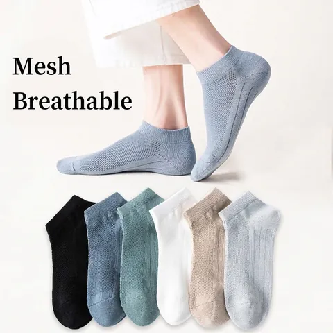 Calcetines Invisibles de Malla Transpirables para Hombre Corte Bajo Color Sólido Delgado Poliéster Verano Casual Calcetines Barco para Hombre