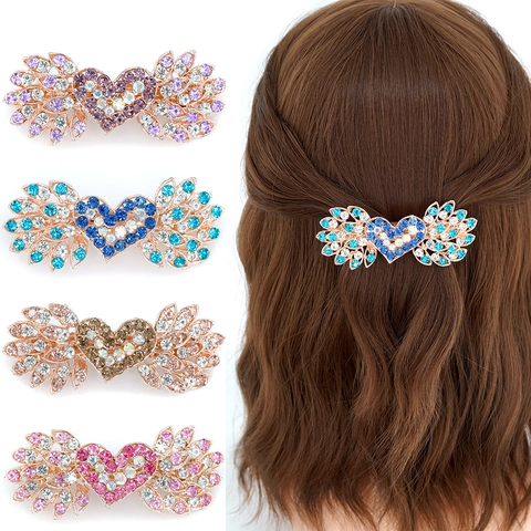 Molletta Per Capelli Con Ali Di Cuore In Strass Lega Molla Clip Coda Di Cavallo Copricapo Elegante Accessori Per Capelli Donna