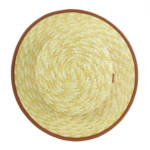 Boater Hat Natural Wheat Straw Flat Top Summer Beach Sun Hat Retro British Style With Leather Belt Decoration For Men Women