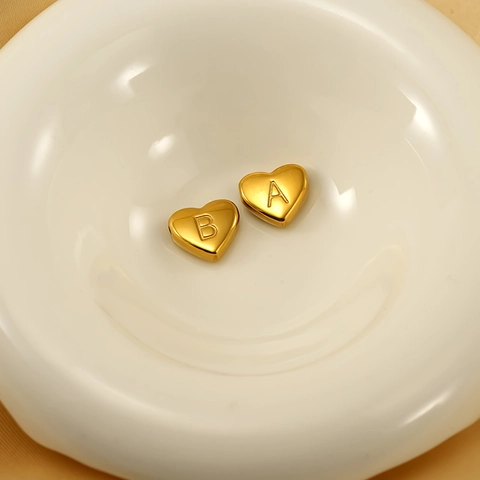Pendentif Lettre Coeur Acier Inoxidable 304 Plaqué Or 18K Poli Miroir Double Face Accessoire Bijoux DIY Collier