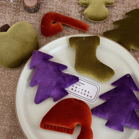Christmas Velvet Hanging Ornaments Soft Flocking Tree Star Sock Shapes For DIY Holiday Home Party Decoration