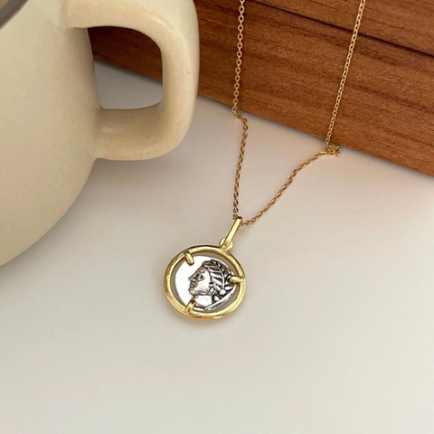925 Sterling Silber Porträt Münzanhänger Halskette 18k Vergoldet Gold Und Silber Relief Vintage Schmuck Für Damen