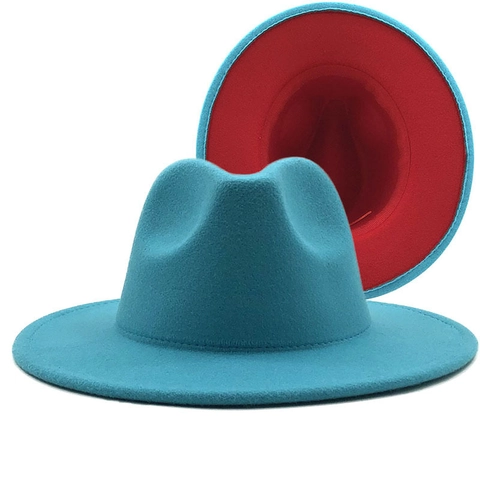 Cappello Fedora Bicolore Feltro Di Lana Colore A Contrasto Tesa Larga Cappello Jazz Stile Vintage Accessorio Uomo Donna