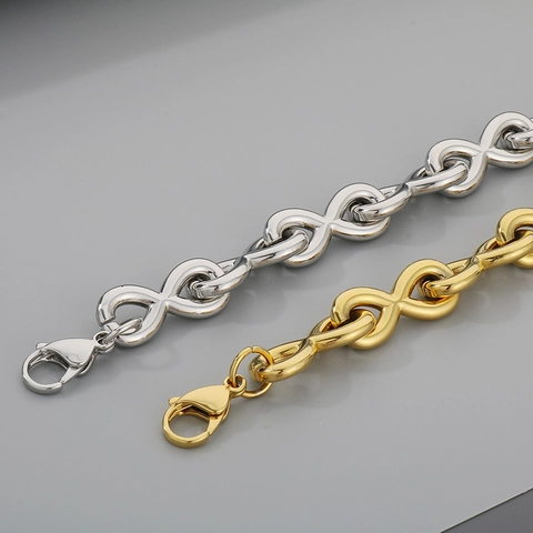 Infinity Symbol Gliederkette Armband Edelstahl Poliert Personalisiert Mode Schmuck Für Herren
