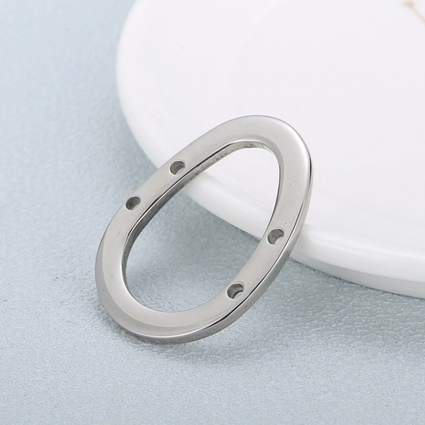 Conector Geométrico Ovalado De Acero Inoxidable Perforado Accesorio Para Fabricación De Joyas DIY Para Collar Pulsera