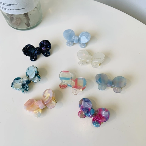 Pinza de Pelo de Mariposa de Acetato Coreana Dulce Con Diamantes de Imitación Color Macaron Clip de Pico de Pato Mujer