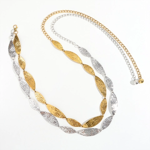 Fashion Plastic Metallic Tone Waist Chain Rhombus Wave Hammered Pattern Body Chain Adjustable Belt For Women Beach Party Dress Jewelry