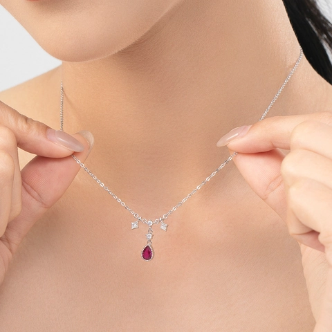 Elegant 925 Sterling Silver Teardrop Pendant Necklace For Women Vintage Zirconia Tassel Clavicle Chain Personal Jewelry Gift