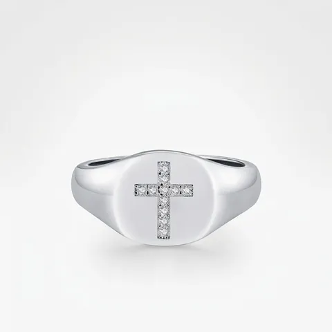 Anello Sigillo Croce In Argento Sterling 925 Moissanite Incastonata D Colore VVS1 Stile Hip Hop Neutro Gioielli Unisex