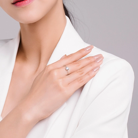 Anello A Catena Regolabile In Argento Sterling 925 Per Donna Zirconia Cubica Tondo Rettangolo Ovale Quadrato Pera