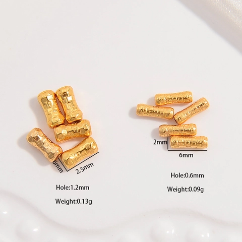 S925 Sterling Silber Gebogene Rohr Abstandsperlen Retro Gehämmertes Design Bambusstruktur Für DIY Schmuckherstellung