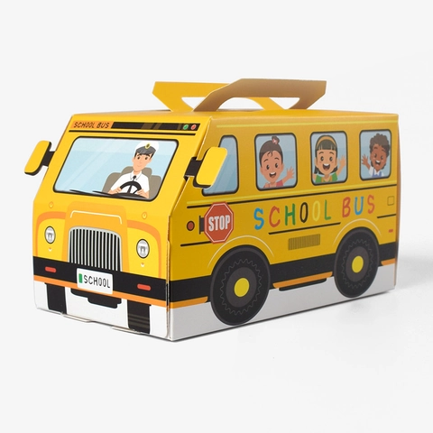 Yellow School Bus Shaped Candy Box Cartoon Cardboard Party Treat Gift Boxes For Back To School Graduation Celebration Supplies