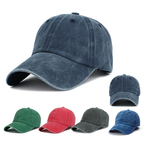 Washed Cotton Baseball Cap Vintage Adjustable Dad Hat Sun Protection Outdoor Sports For Adult Kids Solid Color