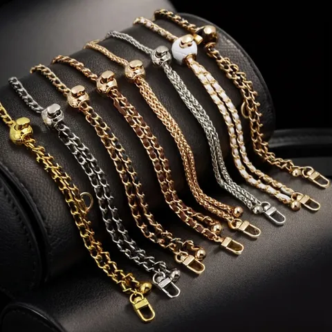 Bag Strap Replacement Metal Chain Adjustable Gold Ball Buckle Leather Weaving Luxury Crossbody Shoulder Handbag Accessories