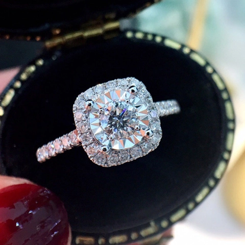 Anello Halo In Zirconia Tonda Scintillante Rame Fascia Pavé Lusso Matrimonio Fidanzamento Gioielli Sposa Per Donna