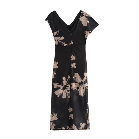 Women Mesh One Shoulder Maxi Dress Elegant Sexy Bodycon High Waist Floral Print Sleeveless Summer Party Long Dress