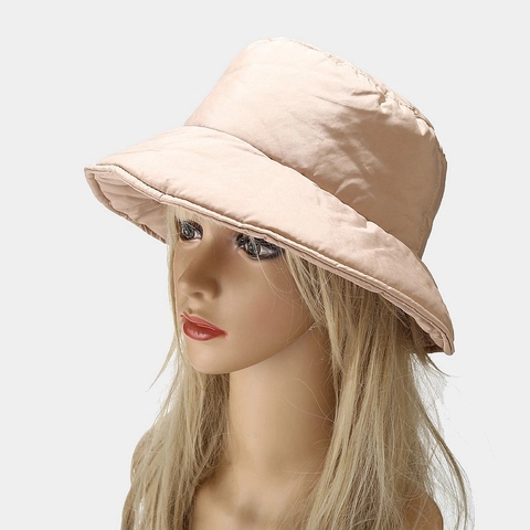 Sombrero De Pescador Invierno Mujer Acolchado Resistente Al Viento Color Sólido Gorro Cálido