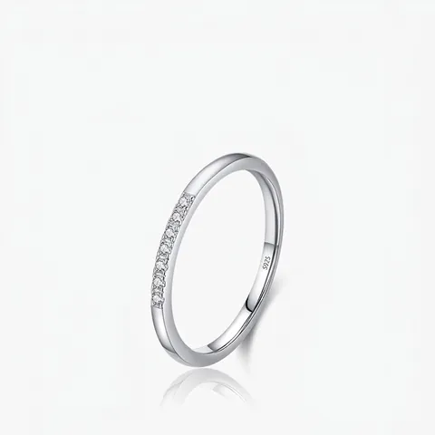 Minimalist Thin Band Ring 925 Sterling Silver Micro Pave Cubic Zirconia For Women Fashion Simple Daily Wear Jewelry