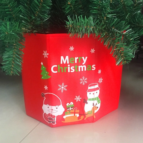 Collare Per Base Albero Di Natale Tessuto Non Tessuto Pieghevole Esagonale Scatola Decorativa Merry Christmas Babbo Natale