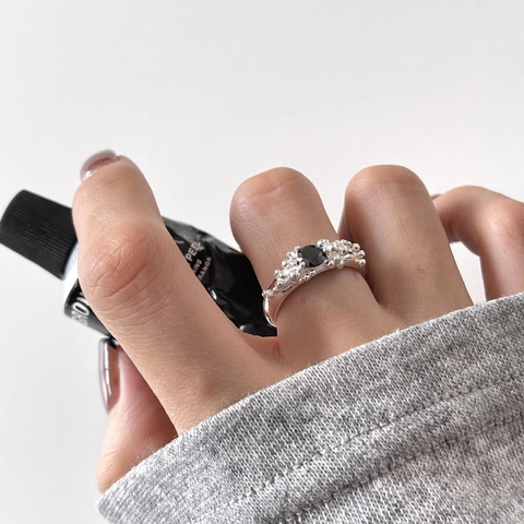 Anello In Argento Sterling 925 Con Zircone Design A Bolle Irregolari Gioielli Per Dita Aperti Regolabili Per Donne