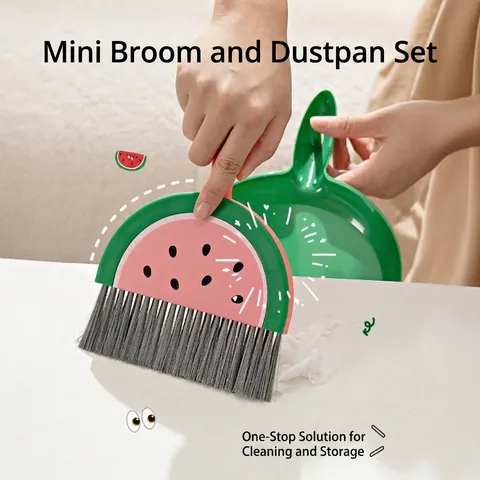 Mini Scopa Paletta Pulizia Scrivania Cartone Animato Animale Frutta PP PET Plastica Portatile Tastiera