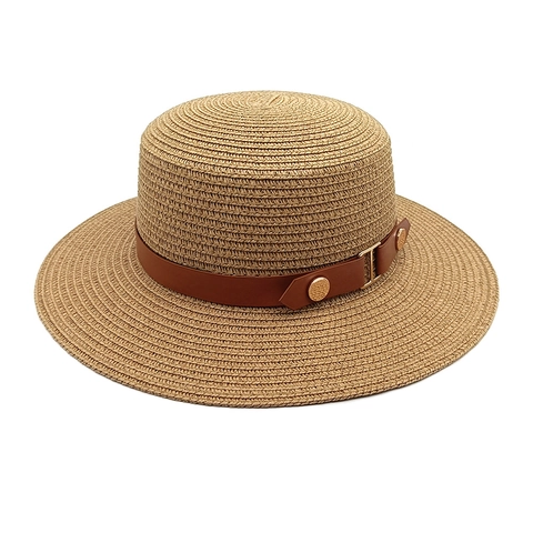 Γυναικείο Ψάθινο Καπέλο Boater Hat Μεγάλο Γείσο Προστασία Από Τον Ήλιο Καλοκαιρινές Διακοπές Παραλία Με Δερμάτινη Ζώνη