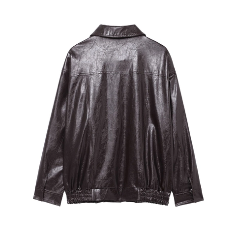 Giacca Da Moto In Ecopelle Oversize Da Donna Cappotto In PU Con Risvolto E Cerniera Stile Streetwear Vintage