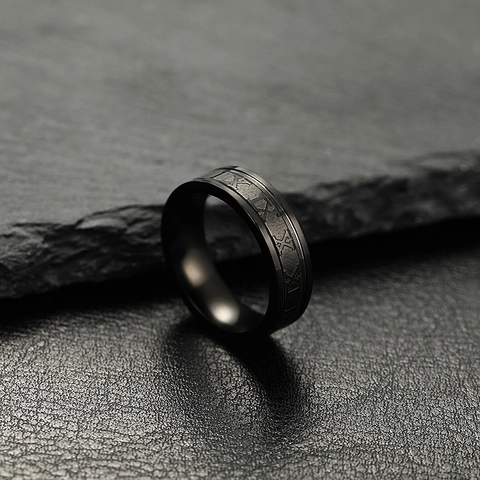 Anello In Acciaio Inossidabile Con Incisione Numeri Romani Fascia Unisex Gioielli Stile Punk