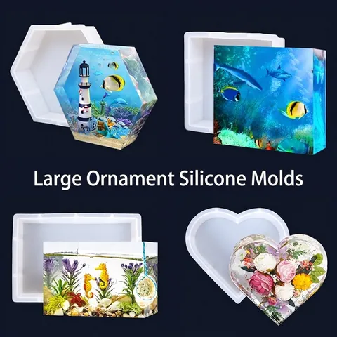 Silikonformen Für Harzguss DIY Großes Quadrat Herz Sechseck Buchstützen Schreibtisch Ornamente Bastelwerkzeuge
