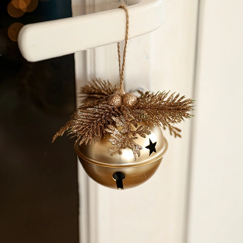 Ornamenti A Campana Appesi Di Natale Metallo Ferro Stella Ritagliata Aghi Di Pino Glitterati Corda Di Juta Arredamento Festa