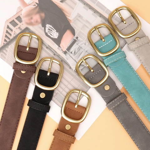 Women Fashion Faux Suede Belt Retro Alloy Oval Pin Buckle Waistband For Jeans Casual Decorative Minimalist Ladies Belt