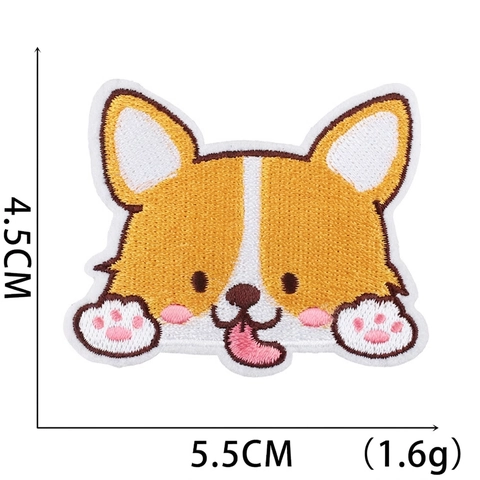 Cartoon Hund Bestickte Aufnäher Süße Corgi Shiba Inu Tier Aufbügeln Aufnähen DIY Kleidung Jacke Tasche Dekoration Kawaii