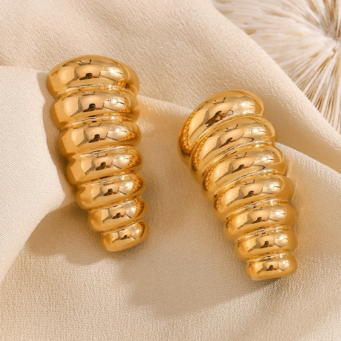 Vintage Spiral Chrysalis Ohrstecker 18K Vergoldeter Edelstahl Orientalischer Stil Für Frauen