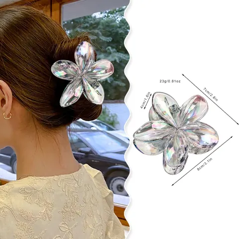 Flower Hair Claw Clips Matte Gradient Acrylic Iridescent Plumeria Shape Strong Hold Hair Clamps For Women Girls Accessories