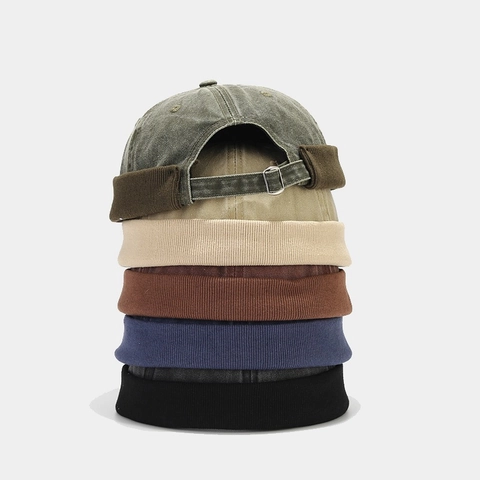 Retro Docker Mütze Gewaschene Baumwolle Randlose Kappe Verstellbare Miki Hut Japanischer Stil Urban Streetwear