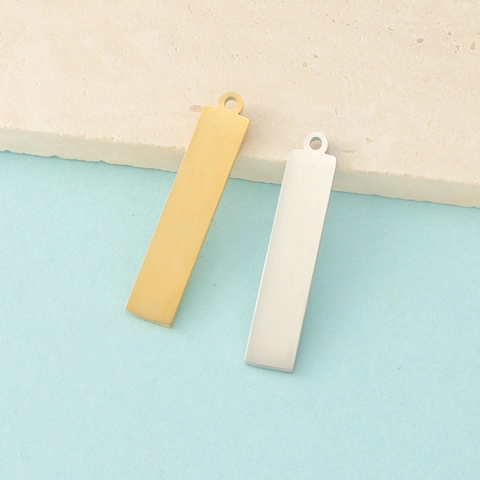 Colgantes Rectangulares 304 Acero Inoxidable Pulido Espejo Tiras En Blanco Charms Para Creación Joyas DIY